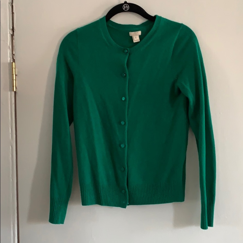 JCrew Emerald Green 100% Cashmere Cardigan Sweater